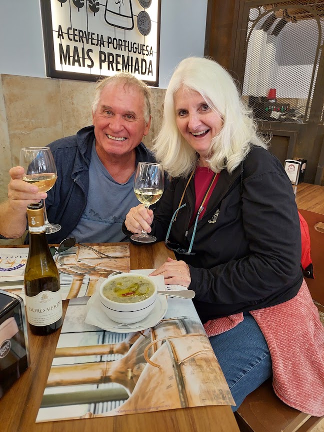 Hugh and Judy enjoying wine together